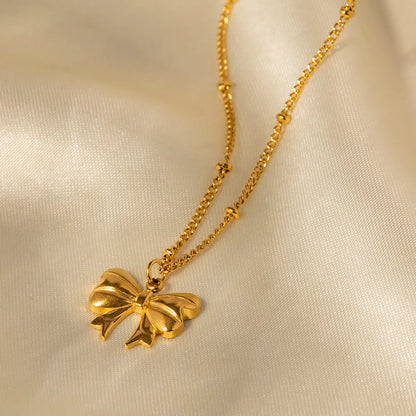 Stainless Steel 18K Gold Plated Simple Style Classic Style Butterfly Plating Pendant Necklace