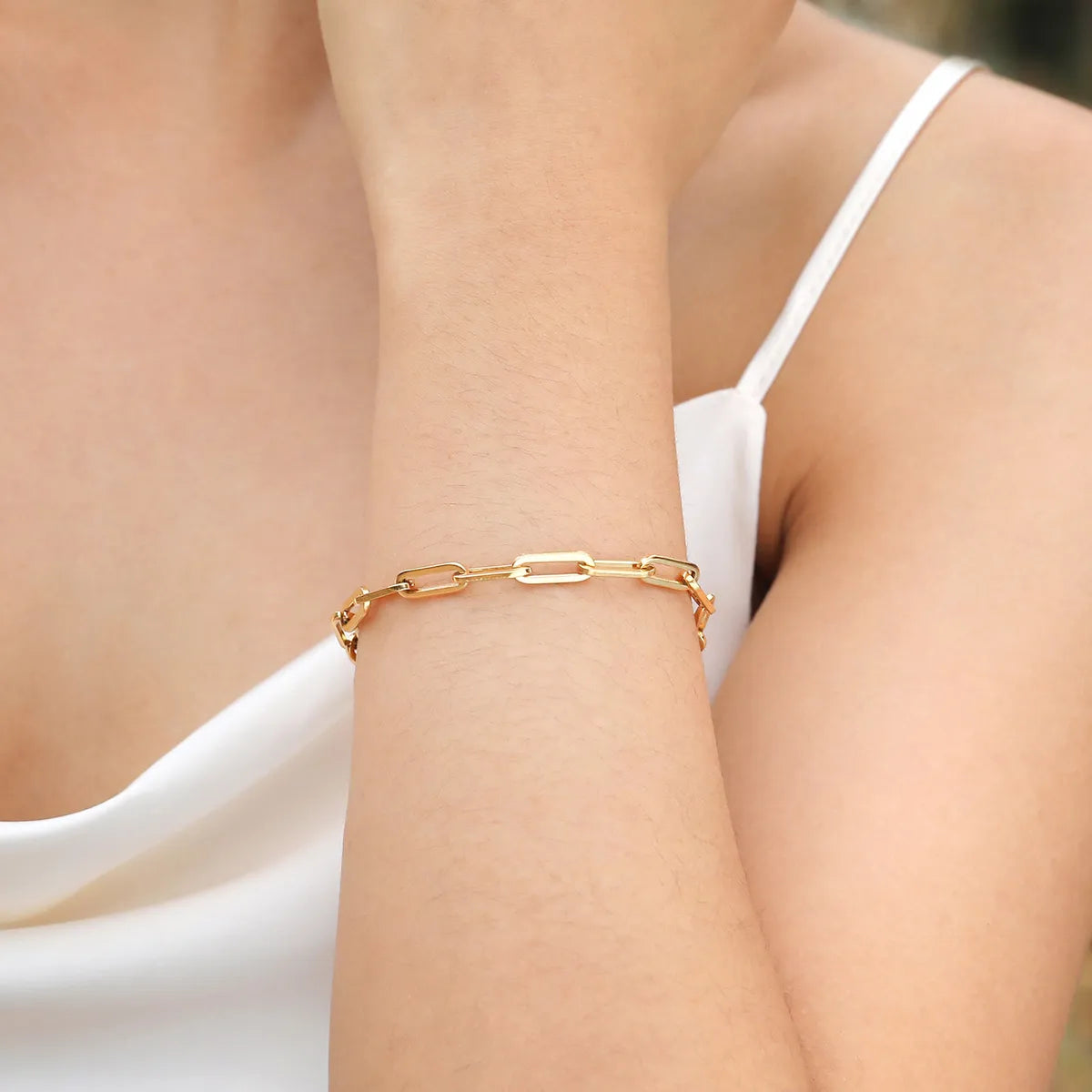 Stainless Steel 18K Gold Plated Simple Style Classic Style Rectangle Plating Bracelets