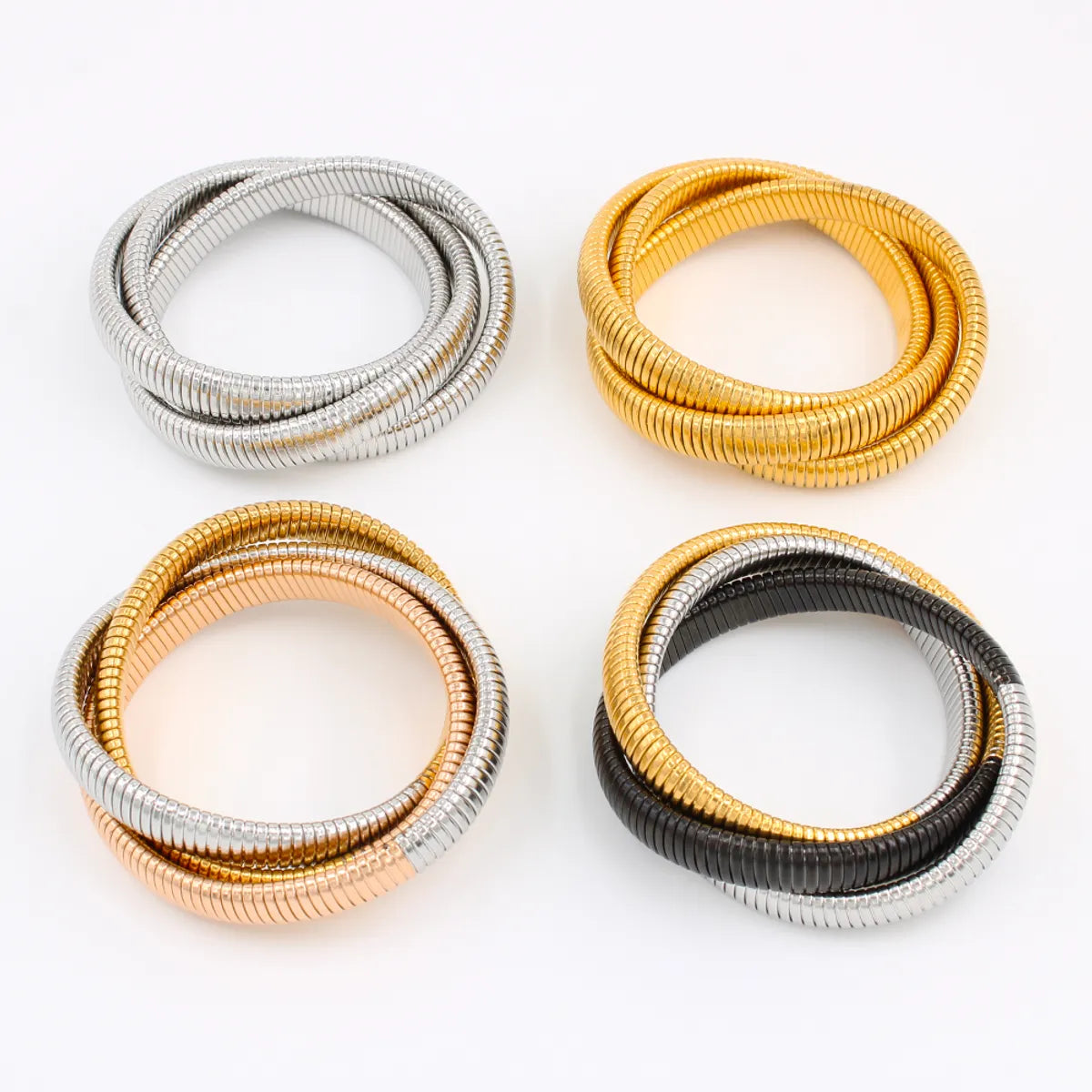 Simple Style Color Block 304 Stainless Steel 18K Gold Plated Bangle In Bulk