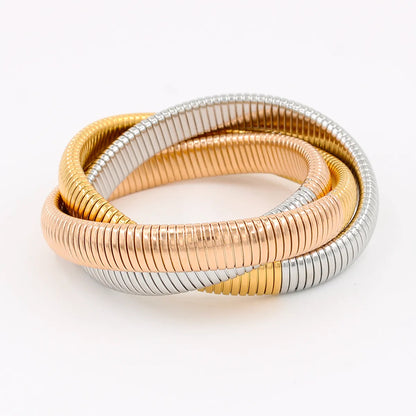 Simple Style Color Block 304 Stainless Steel 18K Gold Plated Bangle In Bulk