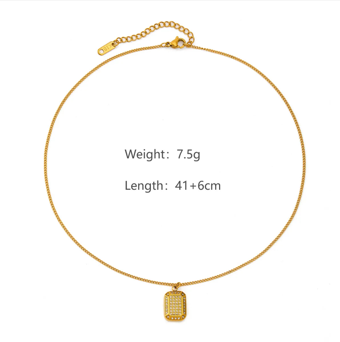 Stainless Steel 18K Gold Plated Simple Style Geometric Inlay Zircon Pendant Necklace