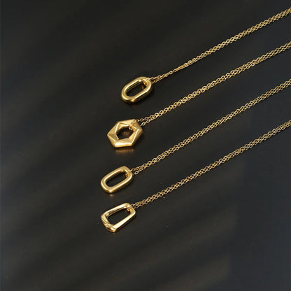 Stainless Steel 18K Gold Plated Simple Style Geometric Pendant Necklace