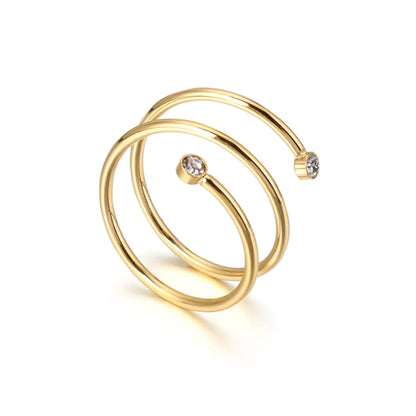 Stainless Steel 18K Gold Plated Simple Style Geometric Zircon Open Rings