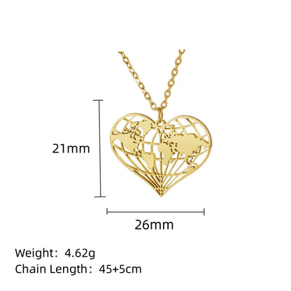 Stainless Steel 18K Gold Plated Simple Style Map Hollow Out Pendant Necklace Necklace