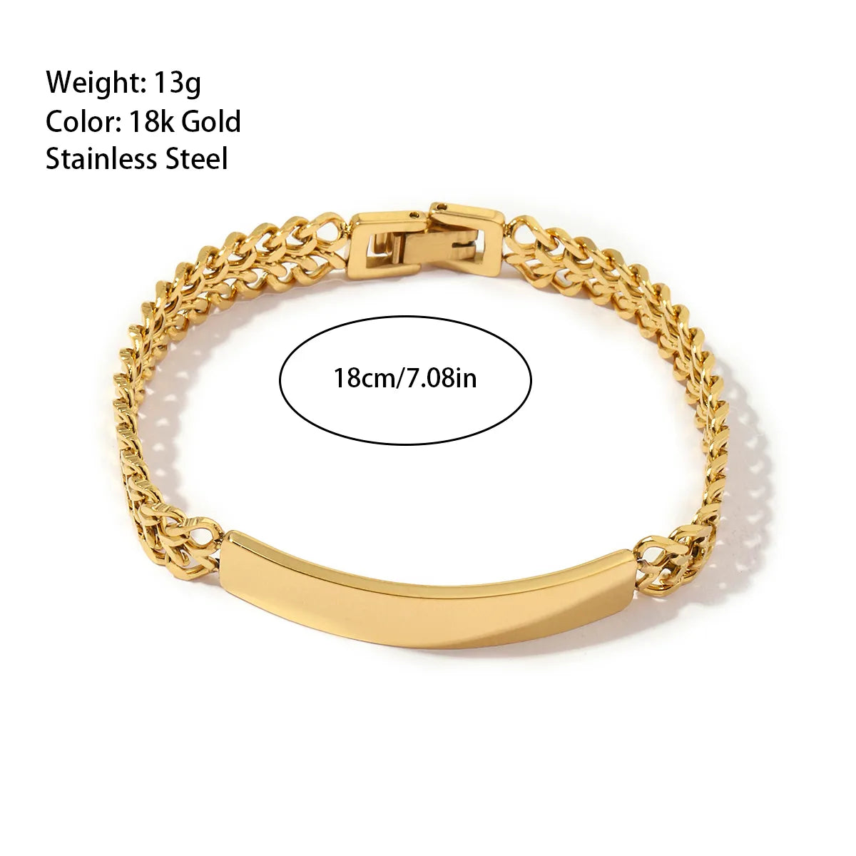 Simple Style Roman Style Solid Color 201 Stainless Steel 18K Gold Plated Bracelets In Bulk