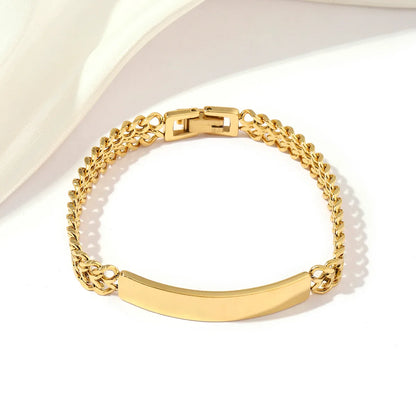 Simple Style Roman Style Solid Color 201 Stainless Steel 18K Gold Plated Bracelets In Bulk