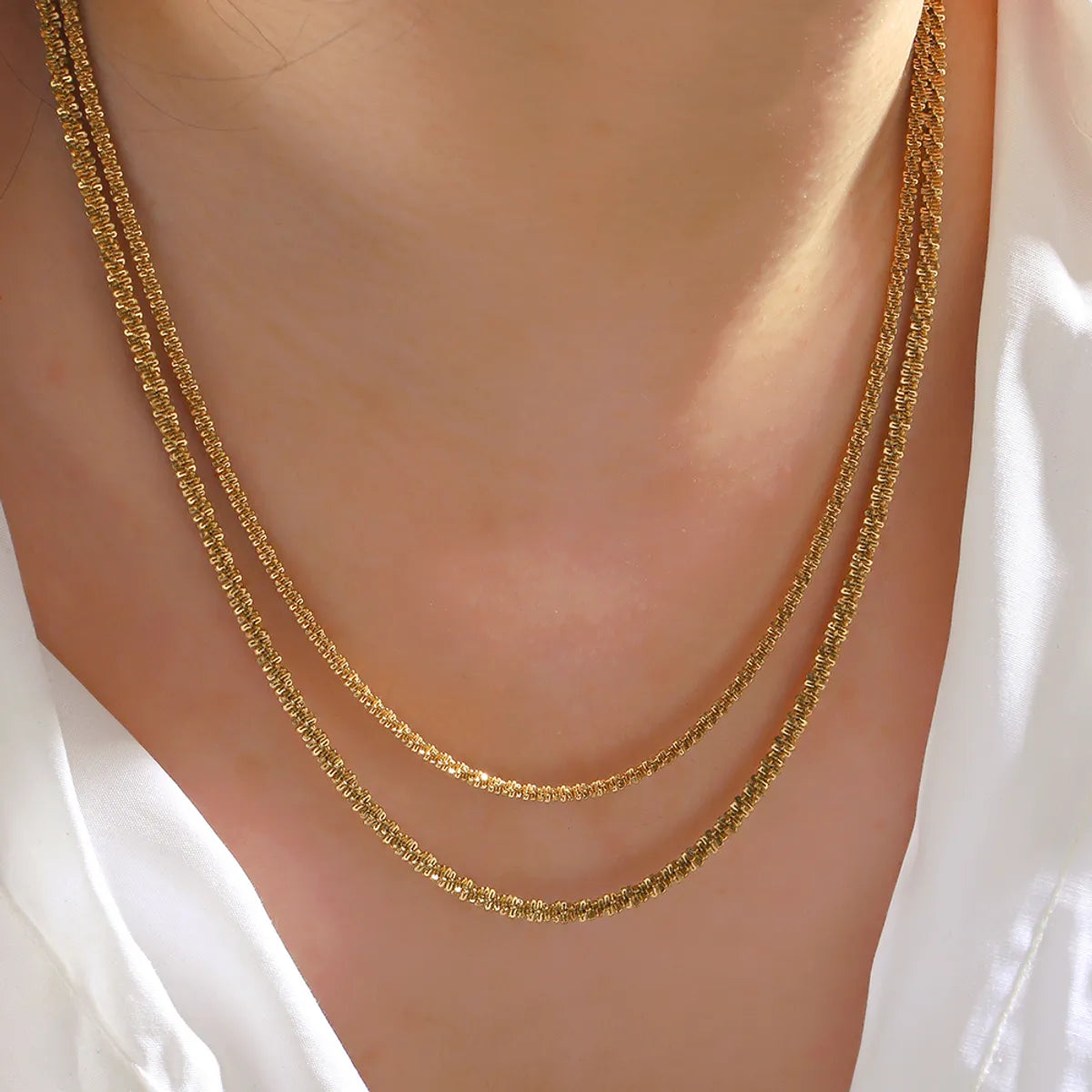 Stainless Steel 18K Gold Plated Simple Style Solid Color Necklace