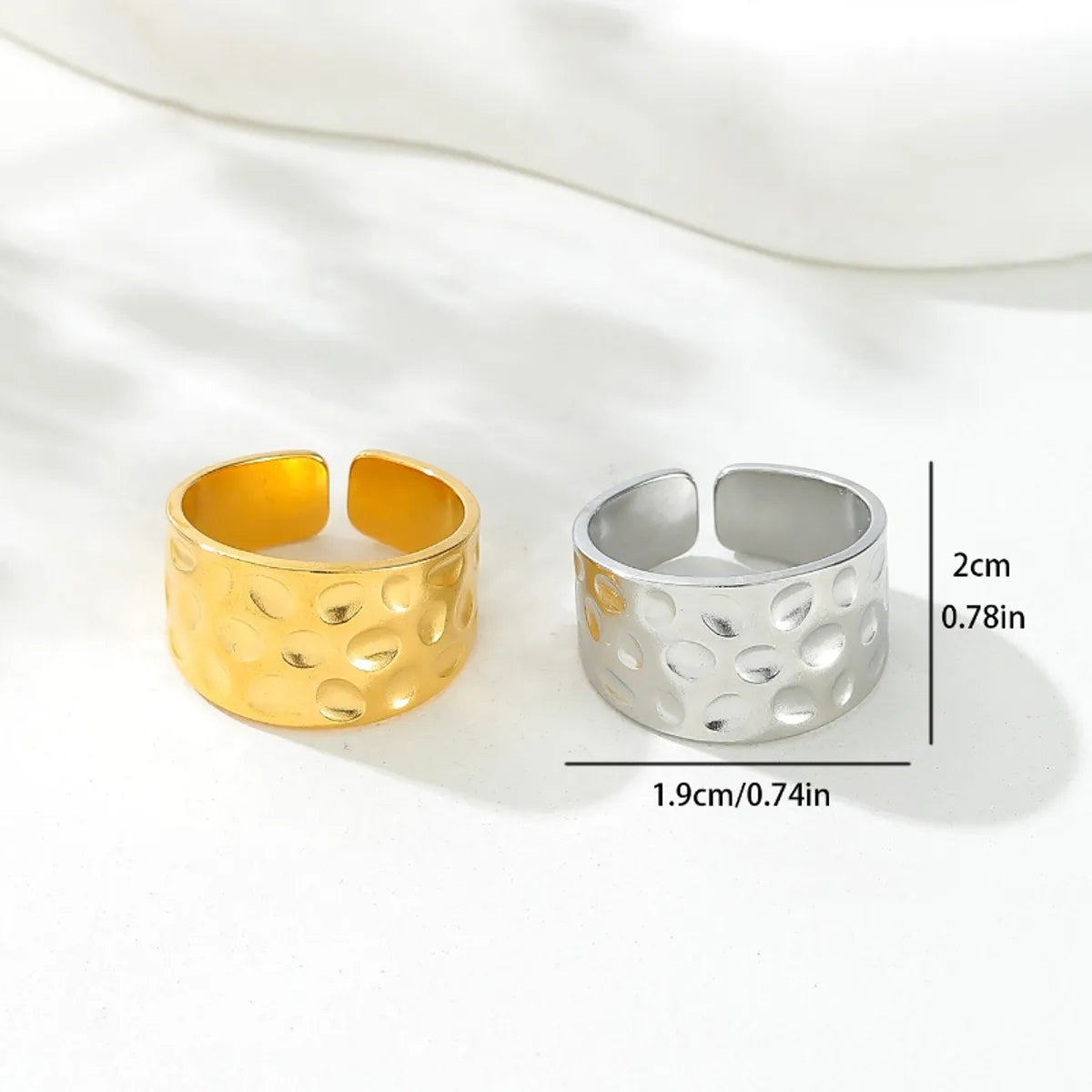 Stainless Steel 18K Gold Plated Simple Style Solid Color Open Rings