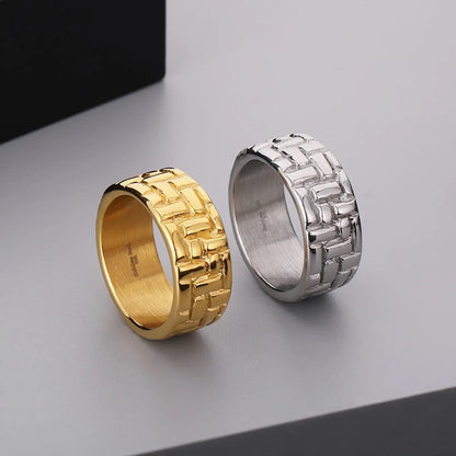 Stainless Steel 18K Gold Plated Simple Style Stripe Rings