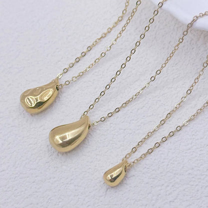 Stainless Steel 18K Gold Plated Simple Style Water Droplets Necklace