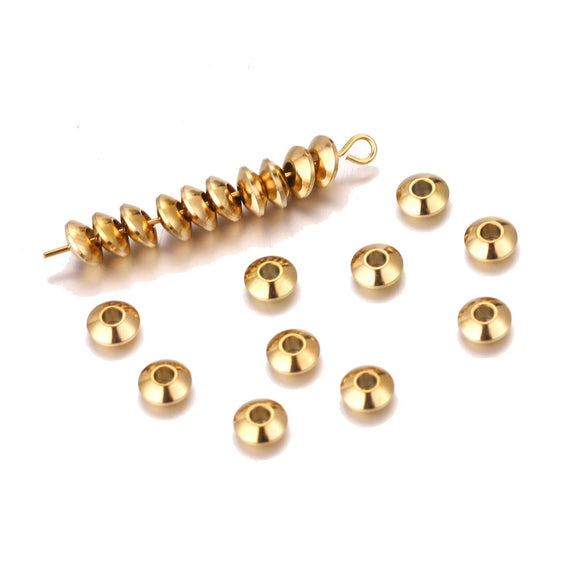 Stainless Steel Abacus Flying Saucer Curved Spacer Positioning Beads Vacuum Goldplated Diy Jewelry Accessories