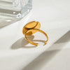 Stainless Steel Acrylic Pearl Adjustable Opening Ring Geometric Style Electroplated For Women