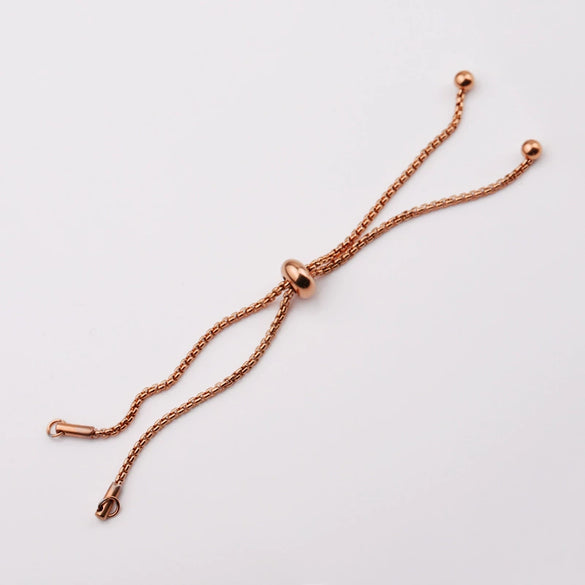 Stainless Steel Adjustable Rubber Bead Box Chain Bolo Diy Bracelet Jewelry Accessories Electroplated