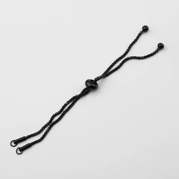 Stainless Steel Adjustable Rubber Bead Box Chain Bolo Diy Bracelet Jewelry Accessories Electroplated