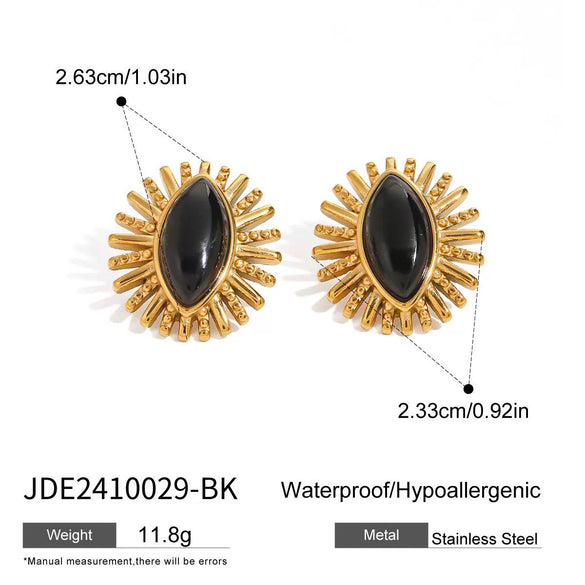 Stainless Steel Agate Earrings Geometric Vintage Style Electroplating