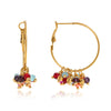 Stainless Steel And Colored Glass Beads Pendant Tassel Earrings With Geometric Pattern And Electroplating Design
