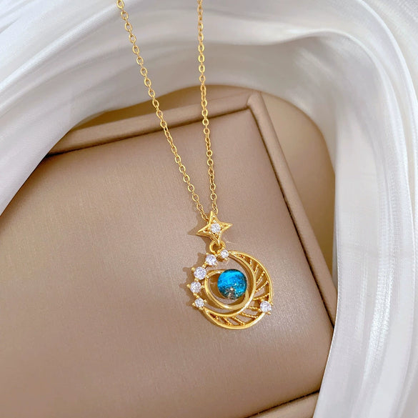 Stainless Steel And Copper Allmatch Clavicle Chain With Star Moon Planet And Animal Zodiac Pattern For Women And Men