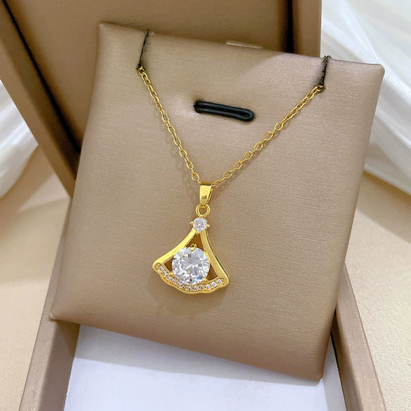 Stainless Steel And Copper Animal Zodiac Cartoon Minimalist Full Diamond Necklace Unisex