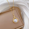 Stainless Steel And Copper Fishtail Pearl Animal Zodiac Cartoon Style Full Diamond Necklace For Women