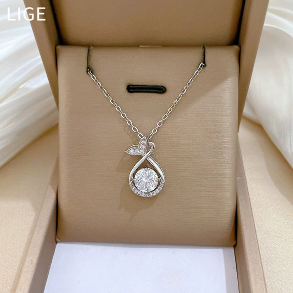 Stainless Steel And Copper Fishtail Water Drops Animal Zodiac Cartoon Style Full Diamond Women's Necklace