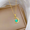 Stainless Steel And Copper Geometric And Peach Heart Cartoon Minimalist Light Luxury Full Diamond Unisex Necklace