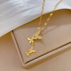 Stainless Steel And Copper Geometric Butterfly Tassel Light Luxury Elegant Gorgeous Diamond Unisex Necklace