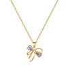 Stainless Steel And Copper Hollow Bow Geometric Light Luxury Style Full Diamond Necklace For Women