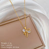Stainless Steel And Copper Hollow Bow Geometric Light Luxury Style Full Diamond Necklace For Women