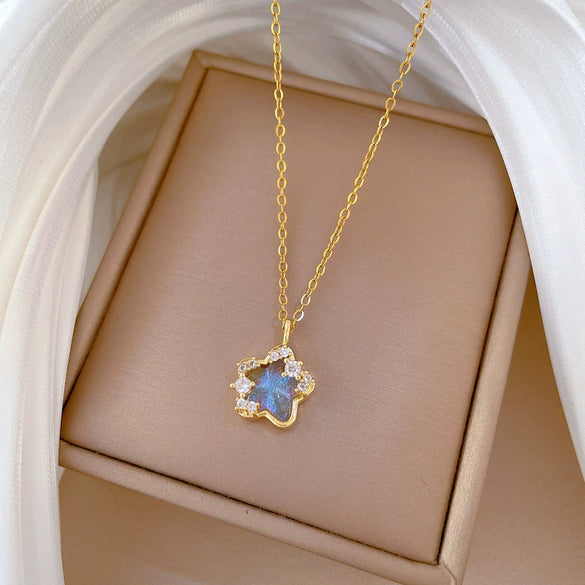Stainless Steel And Copper Women's Allmatch Clavicle Chain Necklace With Colorful Stars Animal And Zodiac Pattern Cartoon Style