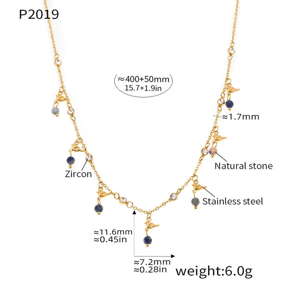 Stainless Steel And Freshwater Pearl Jewelry Set With Double Water Drop Pendant Earrings And Necklace Minimalist Geometric Style Electroplated