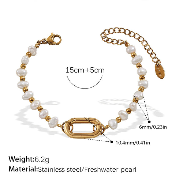 Stainless Steel And Freshwater Pearl Love Pendant Bracelet And Necklace 316L Stainless Steel Electroplating Fashion Style Women's