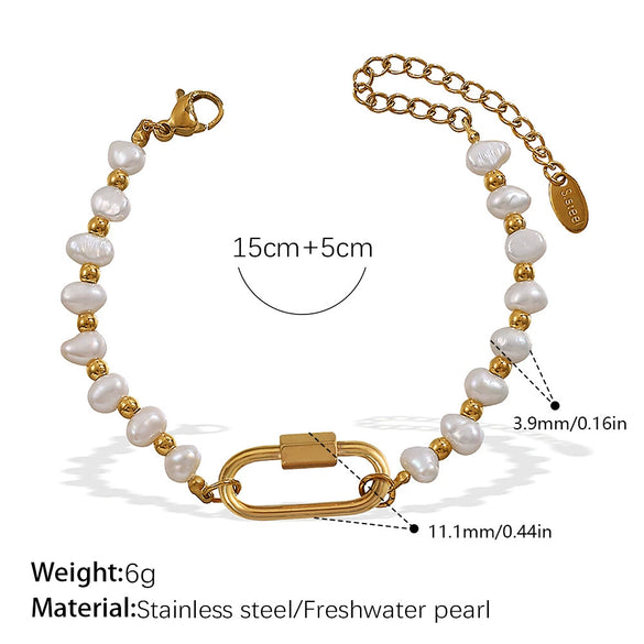 Stainless Steel And Freshwater Pearl Love Pendant Bracelet And Necklace 316L Stainless Steel Electroplating Fashion Style Women's