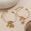 Stainless Steel And Freshwater Pearl Love Pendant Bracelet And Necklace 316L Stainless Steel Electroplating Fashion Style Women's