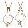 Stainless Steel And Freshwater Pearl Love Pendant Bracelet And Necklace 316L Stainless Steel Electroplating Fashion Style Women's