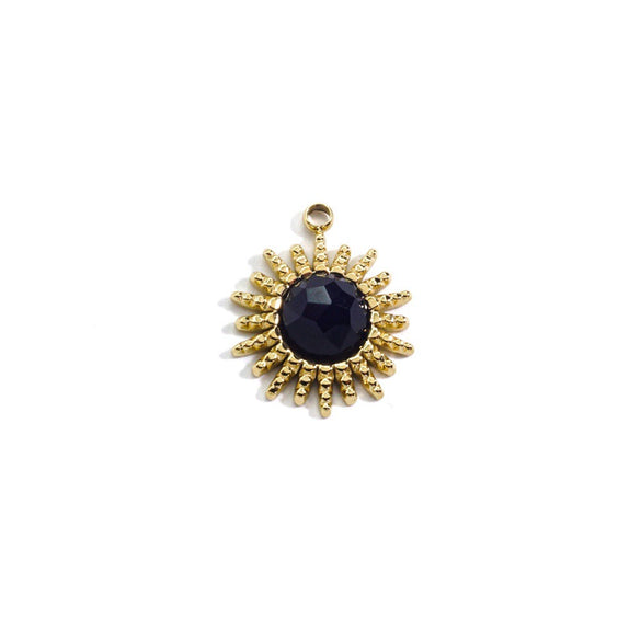 Stainless Steel And Natural Stone Jewelry Accessories Round Pendant With 14K Gold Electroplated Colorpreserving For Diy Necklace And Bracelet