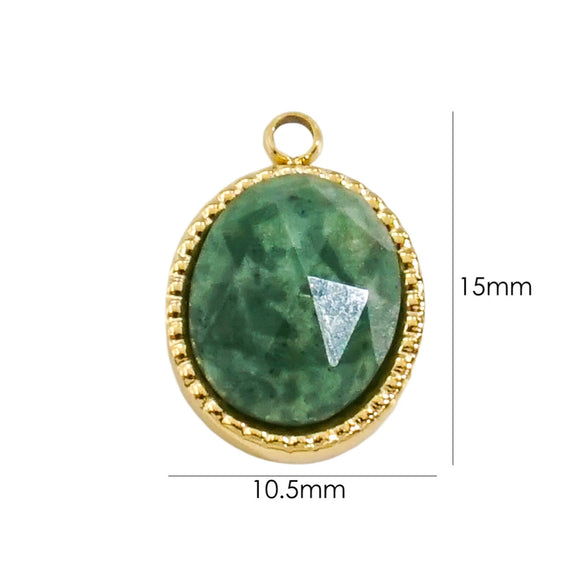 Stainless Steel And Natural Stone Oval Pendant Diy Accessories With Vacuum Electroplating Colorpreserving Treatment