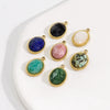 Stainless Steel And Natural Stone Oval Pendant Diy Accessories With Vacuum Electroplating Colorpreserving Treatment