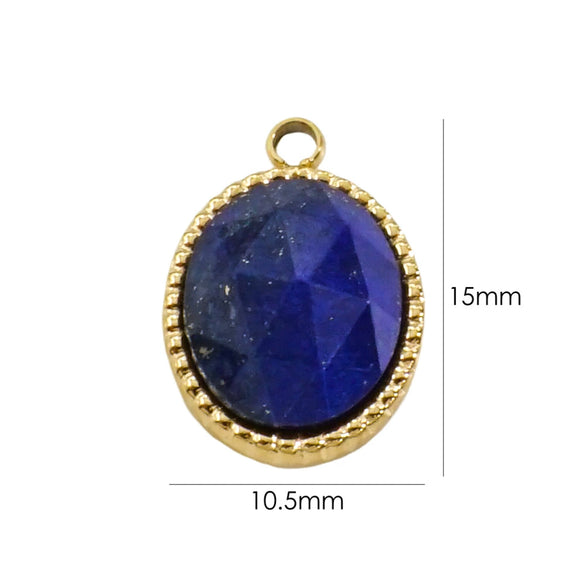 Stainless Steel And Natural Stone Oval Pendant Diy Accessories With Vacuum Electroplating Colorpreserving Treatment