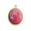 Stainless Steel And Natural Stone Oval Pendant Diy Accessories With Vacuum Electroplating Colorpreserving Treatment