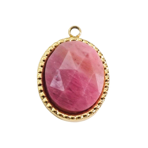 Stainless Steel And Natural Stone Oval Pendant Diy Accessories With Vacuum Electroplating Colorpreserving Treatment