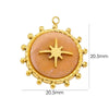 Stainless Steel And Natural Stone Pendant Necklace With Round Shape And Vacuum In Furnace Electroplating