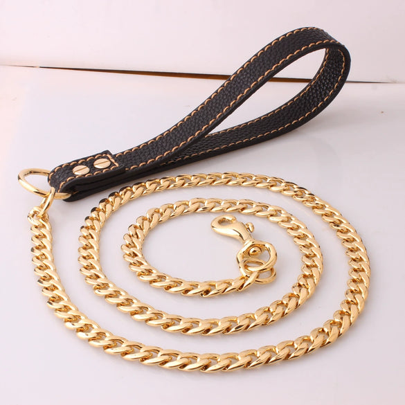 Stainless Steel And Pu Pet Dog Traction Rope For Training And Walking