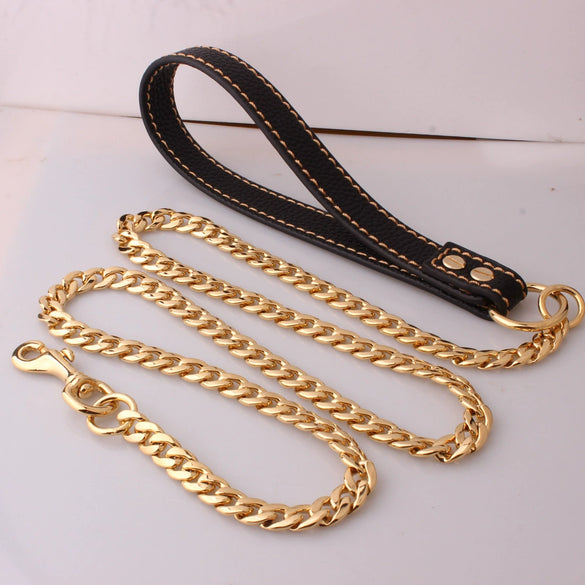 Stainless Steel And Pu Pet Dog Traction Rope For Training And Walking