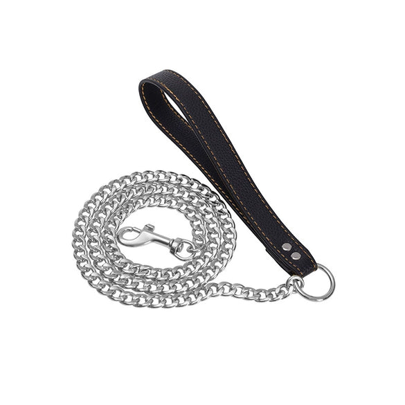 Stainless Steel And Pu Pet Dog Traction Rope With Full Welding And Rose Gold