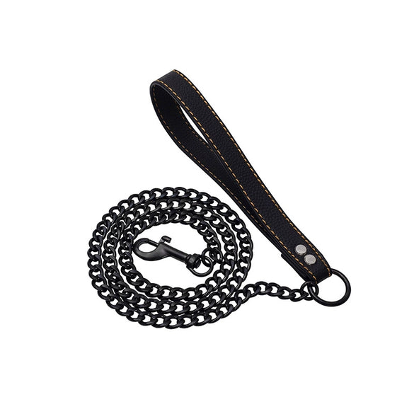 Stainless Steel And Pu Pet Dog Traction Rope With Full Welding And Rose Gold