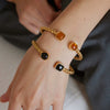 Stainless Steel And Resin Geometric Bracelet With Electroplated Finish And Clasp Lightweight Fashion Jewelry
