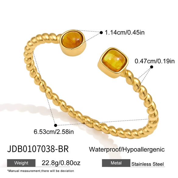 Stainless Steel And Resin Geometric Bracelet With Electroplated Finish And Clasp Lightweight Fashion Jewelry