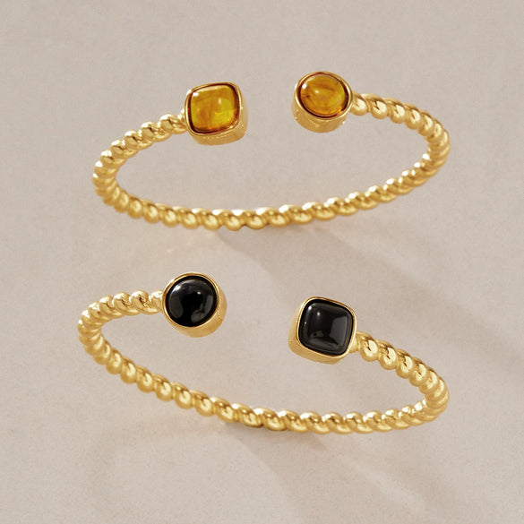 Stainless Steel And Resin Geometric Bracelet With Electroplated Finish And Clasp Lightweight Fashion Jewelry