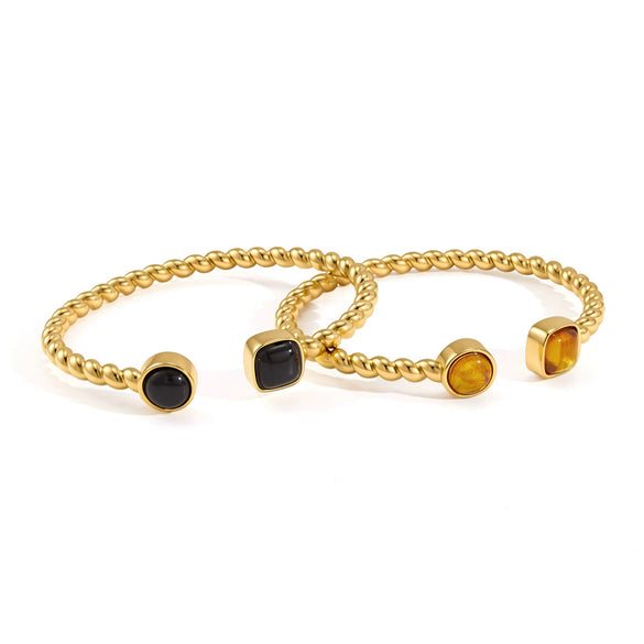Stainless Steel And Resin Geometric Bracelet With Electroplated Finish And Clasp Lightweight Fashion Jewelry