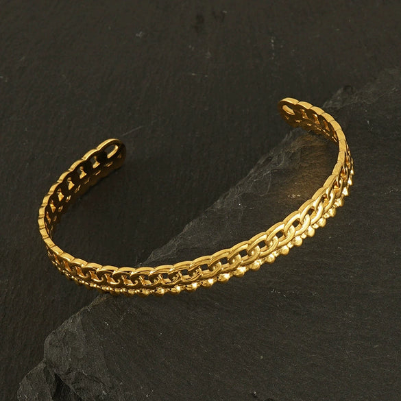 Stainless Steel And Titanium Geometric Retro Bracelet With Electroplating Treatment